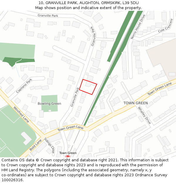 10, GRANVILLE PARK, AUGHTON, ORMSKIRK, L39 5DU: Location map and indicative extent of plot