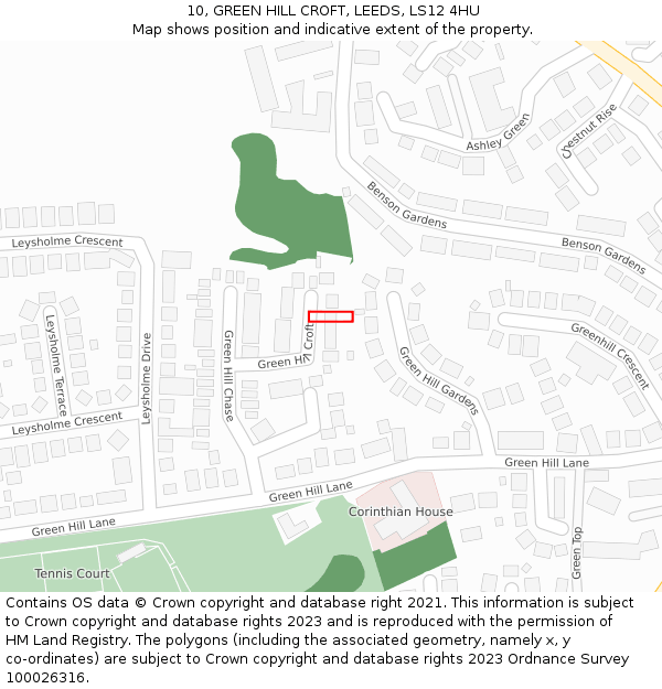 10, GREEN HILL CROFT, LEEDS, LS12 4HU: Location map and indicative extent of plot