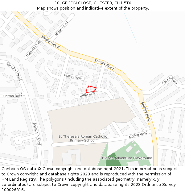 10, GRIFFIN CLOSE, CHESTER, CH1 5TX: Location map and indicative extent of plot