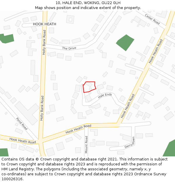10, HALE END, WOKING, GU22 0LH: Location map and indicative extent of plot