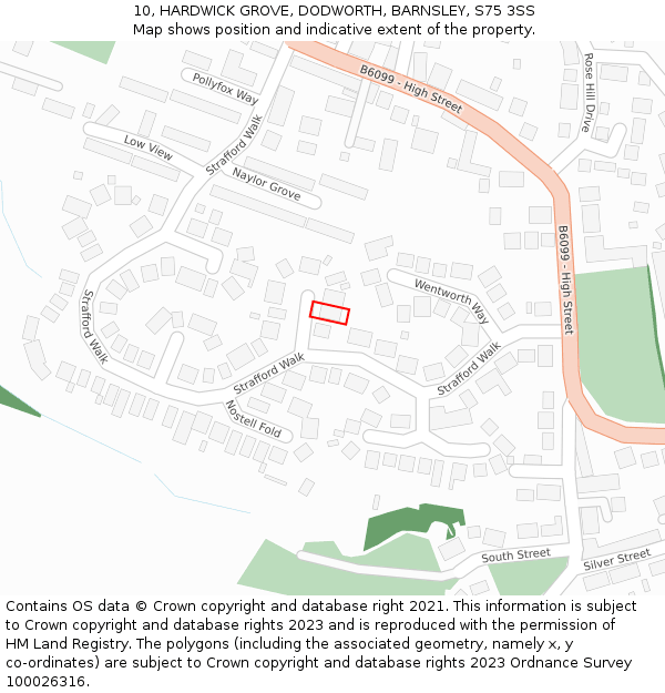 10, HARDWICK GROVE, DODWORTH, BARNSLEY, S75 3SS: Location map and indicative extent of plot