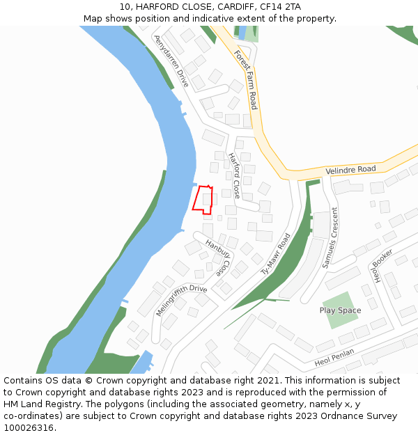 10, HARFORD CLOSE, CARDIFF, CF14 2TA: Location map and indicative extent of plot