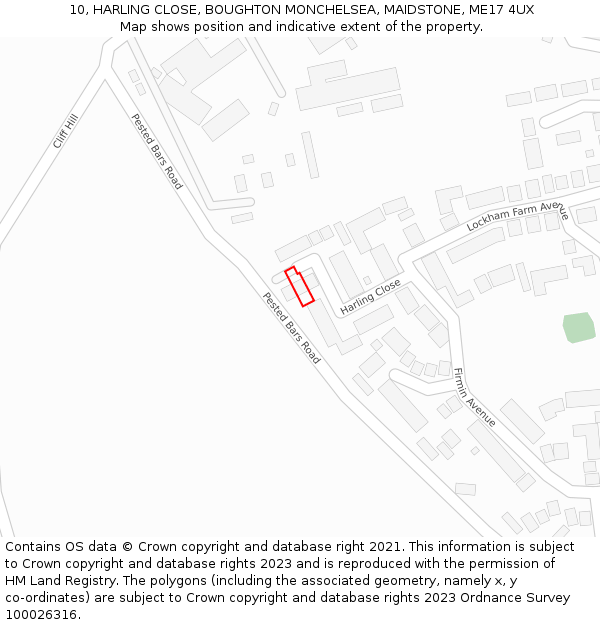 10, HARLING CLOSE, BOUGHTON MONCHELSEA, MAIDSTONE, ME17 4UX: Location map and indicative extent of plot