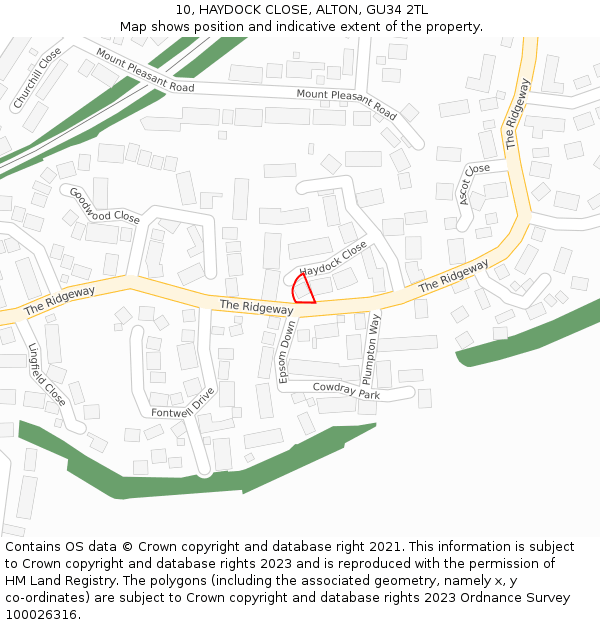 10, HAYDOCK CLOSE, ALTON, GU34 2TL: Location map and indicative extent of plot