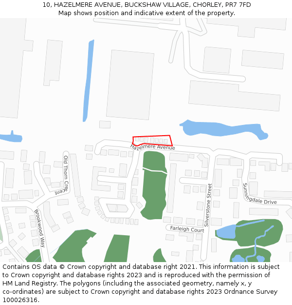 10, HAZELMERE AVENUE, BUCKSHAW VILLAGE, CHORLEY, PR7 7FD: Location map and indicative extent of plot