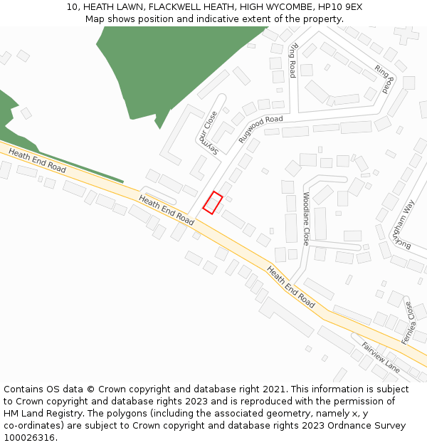 10, HEATH LAWN, FLACKWELL HEATH, HIGH WYCOMBE, HP10 9EX: Location map and indicative extent of plot