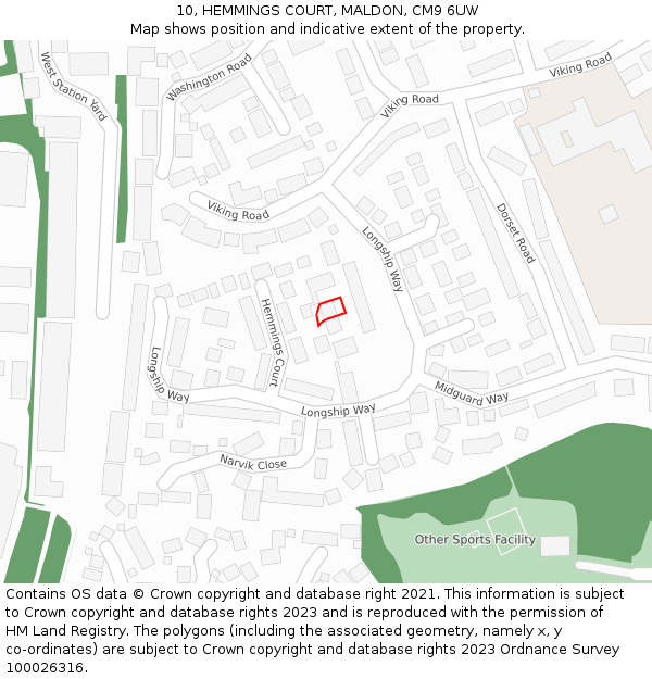10, HEMMINGS COURT, MALDON, CM9 6UW: Location map and indicative extent of plot