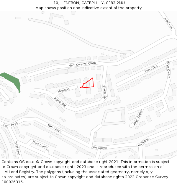 10, HENFRON, CAERPHILLY, CF83 2NU: Location map and indicative extent of plot