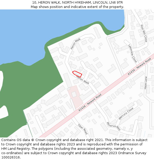 10, HERON WALK, NORTH HYKEHAM, LINCOLN, LN6 9TR: Location map and indicative extent of plot