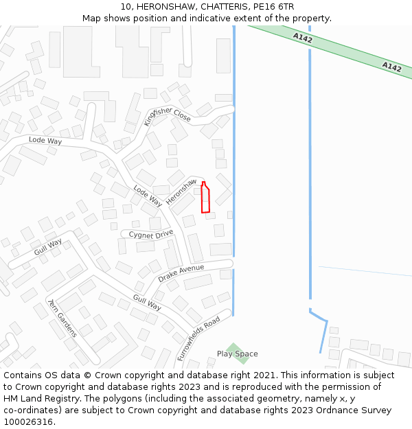 10, HERONSHAW, CHATTERIS, PE16 6TR: Location map and indicative extent of plot