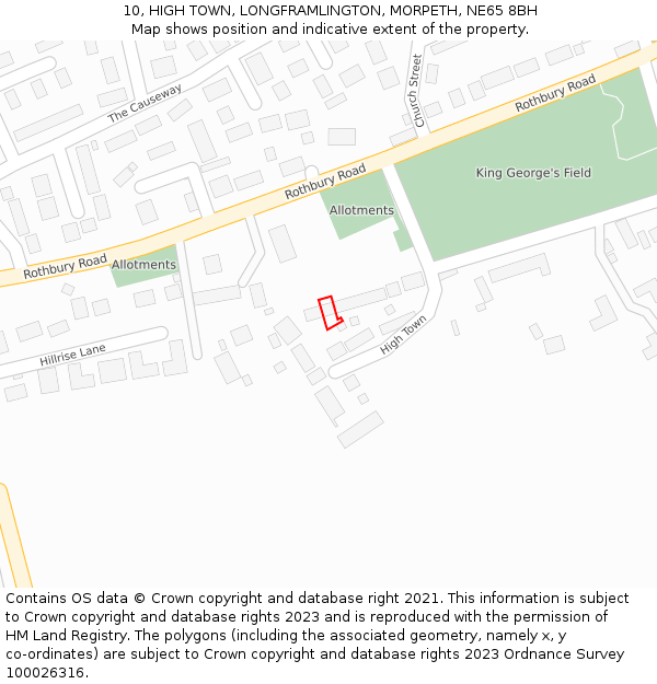 10, HIGH TOWN, LONGFRAMLINGTON, MORPETH, NE65 8BH: Location map and indicative extent of plot