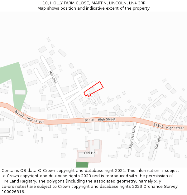 10, HOLLY FARM CLOSE, MARTIN, LINCOLN, LN4 3RP: Location map and indicative extent of plot