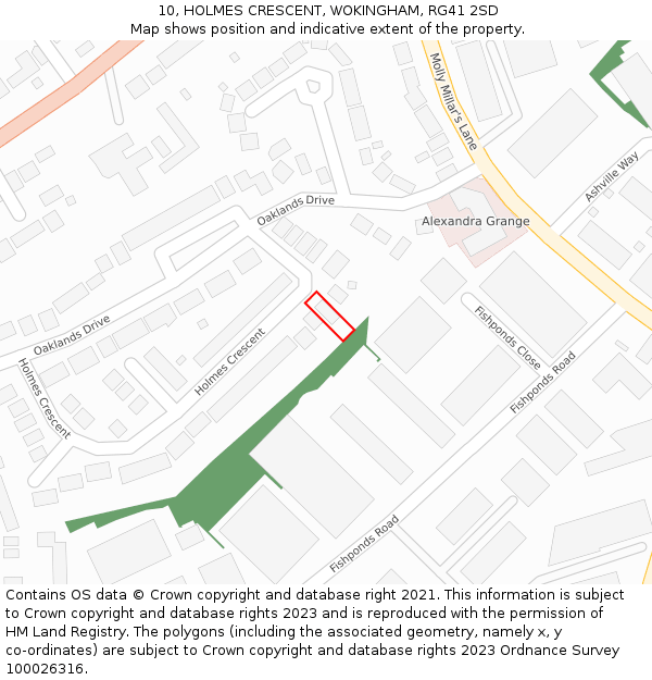 10, HOLMES CRESCENT, WOKINGHAM, RG41 2SD: Location map and indicative extent of plot