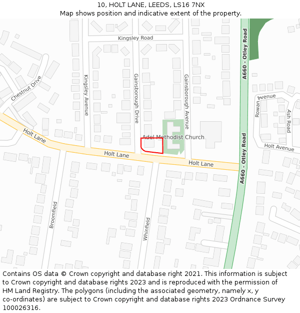 10, HOLT LANE, LEEDS, LS16 7NX: Location map and indicative extent of plot