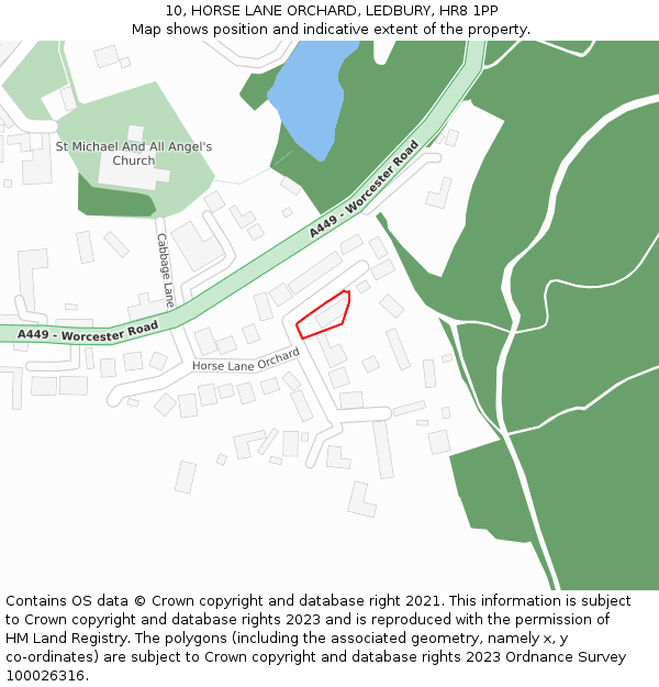 10, HORSE LANE ORCHARD, LEDBURY, HR8 1PP: Location map and indicative extent of plot