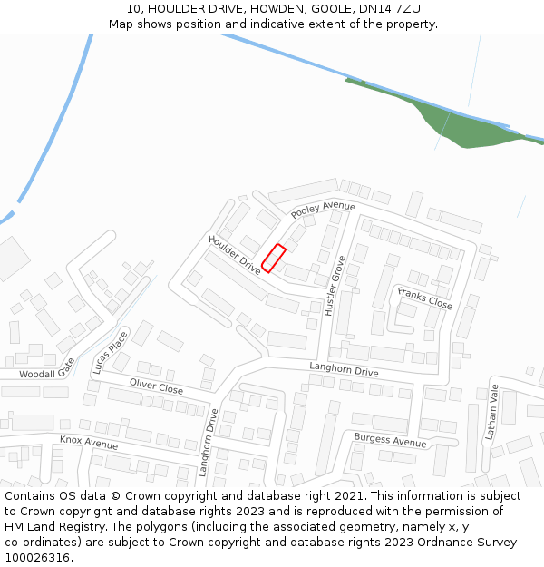 10, HOULDER DRIVE, HOWDEN, GOOLE, DN14 7ZU: Location map and indicative extent of plot