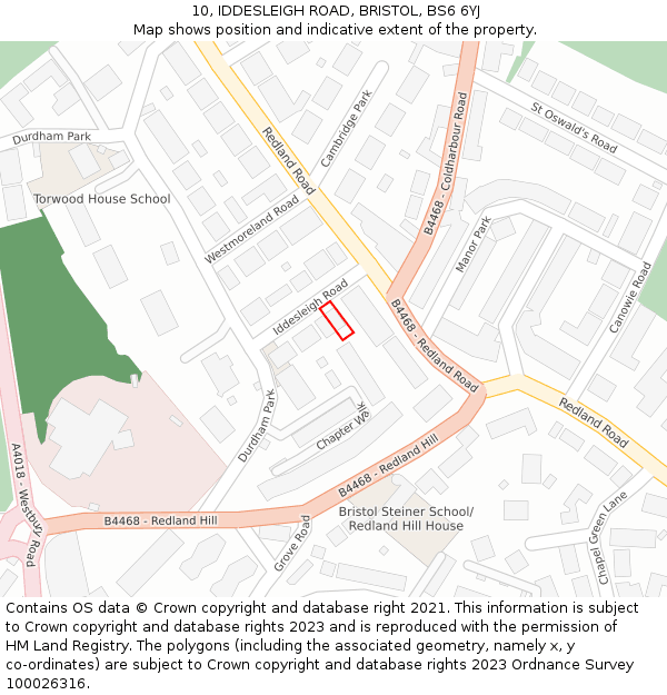 10, IDDESLEIGH ROAD, BRISTOL, BS6 6YJ: Location map and indicative extent of plot