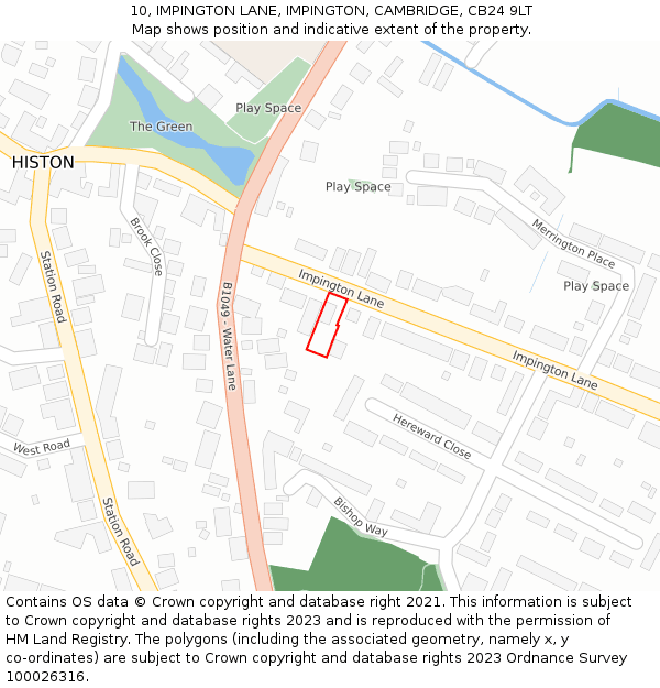 10, IMPINGTON LANE, IMPINGTON, CAMBRIDGE, CB24 9LT: Location map and indicative extent of plot