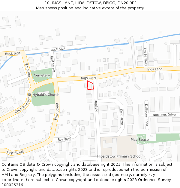 10, INGS LANE, HIBALDSTOW, BRIGG, DN20 9PF: Location map and indicative extent of plot