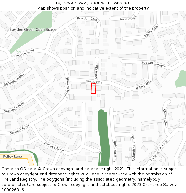 10, ISAACS WAY, DROITWICH, WR9 8UZ: Location map and indicative extent of plot
