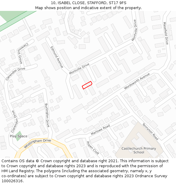 10, ISABEL CLOSE, STAFFORD, ST17 9FS: Location map and indicative extent of plot