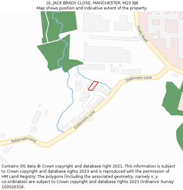 10, JACK BRADY CLOSE, MANCHESTER, M23 9JB: Location map and indicative extent of plot