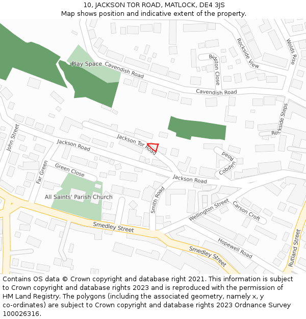 10, JACKSON TOR ROAD, MATLOCK, DE4 3JS: Location map and indicative extent of plot