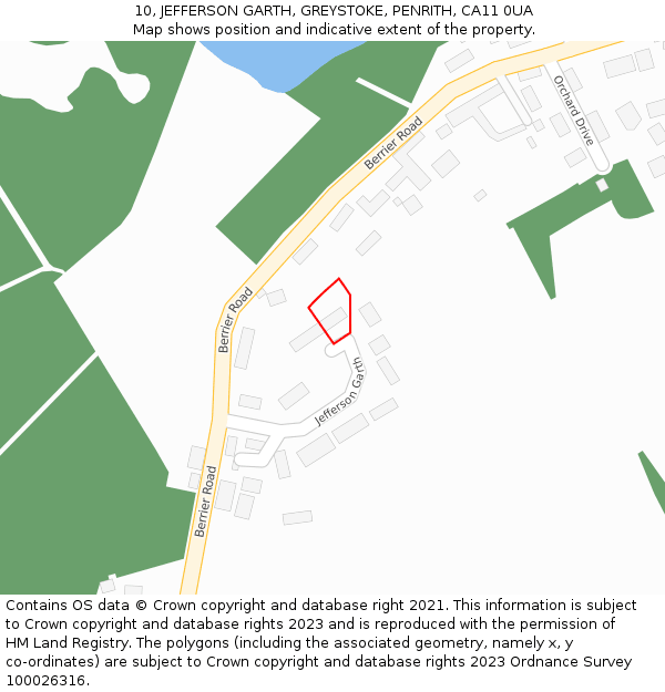 10, JEFFERSON GARTH, GREYSTOKE, PENRITH, CA11 0UA: Location map and indicative extent of plot