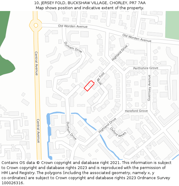 10, JERSEY FOLD, BUCKSHAW VILLAGE, CHORLEY, PR7 7AA: Location map and indicative extent of plot