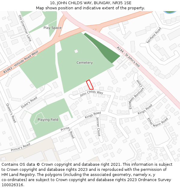 10, JOHN CHILDS WAY, BUNGAY, NR35 1SE: Location map and indicative extent of plot