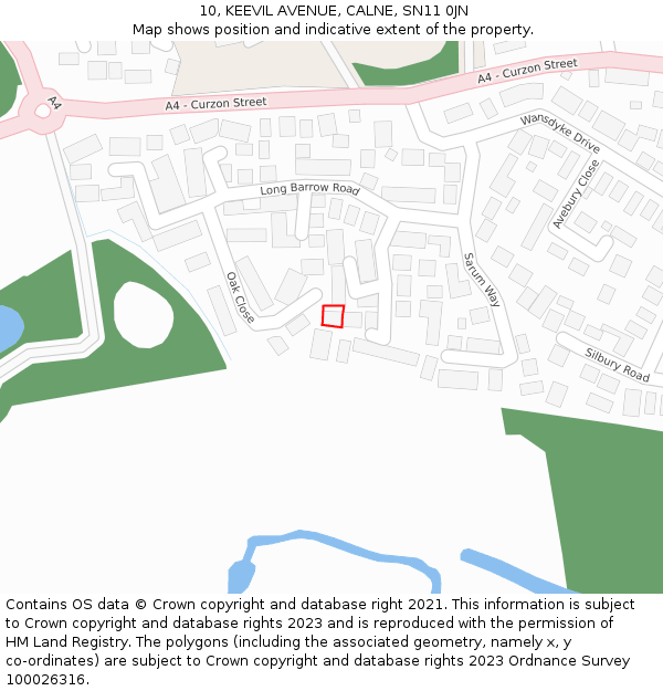 10, KEEVIL AVENUE, CALNE, SN11 0JN: Location map and indicative extent of plot