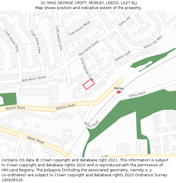 10, KING GEORGE CROFT, MORLEY, LEEDS, LS27 8LJ: Location map and indicative extent of plot