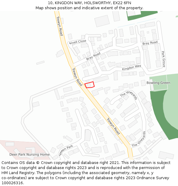 10, KINGDON WAY, HOLSWORTHY, EX22 6FN: Location map and indicative extent of plot