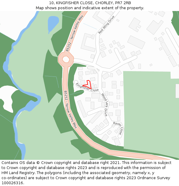 10, KINGFISHER CLOSE, CHORLEY, PR7 2RB: Location map and indicative extent of plot