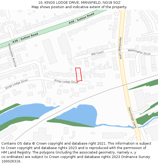 10, KINGS LODGE DRIVE, MANSFIELD, NG18 5GZ: Location map and indicative extent of plot