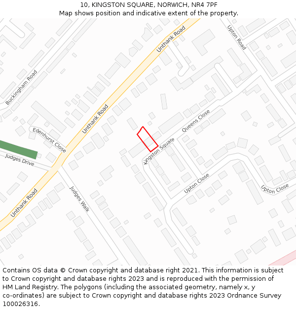 10, KINGSTON SQUARE, NORWICH, NR4 7PF: Location map and indicative extent of plot