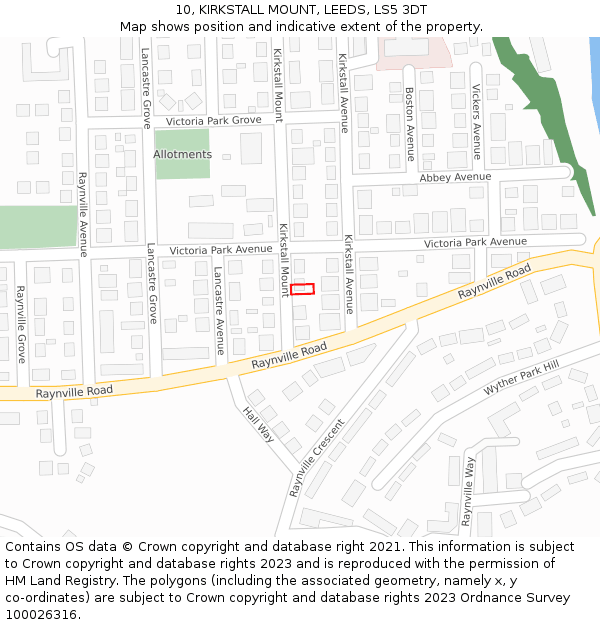 10, KIRKSTALL MOUNT, LEEDS, LS5 3DT: Location map and indicative extent of plot