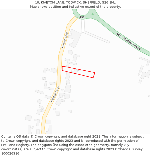 10, KIVETON LANE, TODWICK, SHEFFIELD, S26 1HL: Location map and indicative extent of plot