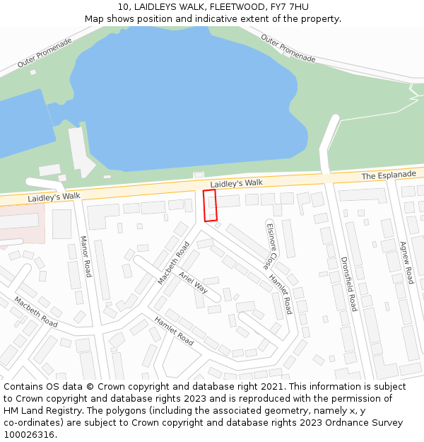 10, LAIDLEYS WALK, FLEETWOOD, FY7 7HU: Location map and indicative extent of plot