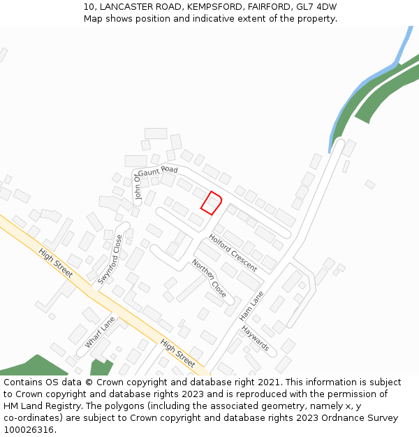 10, LANCASTER ROAD, KEMPSFORD, FAIRFORD, GL7 4DW: Location map and indicative extent of plot