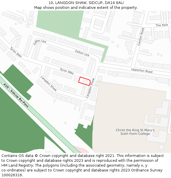 10, LANGDON SHAW, SIDCUP, DA14 6AU: Location map and indicative extent of plot