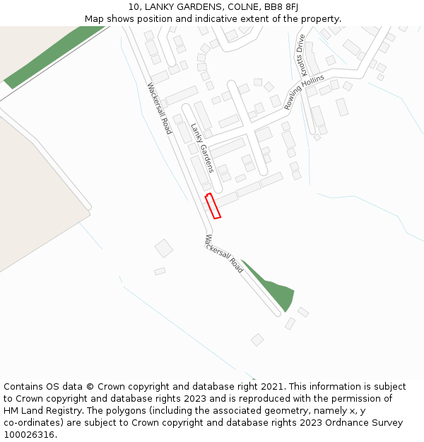 10, LANKY GARDENS, COLNE, BB8 8FJ: Location map and indicative extent of plot