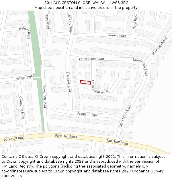 10, LAUNCESTON CLOSE, WALSALL, WS5 3EG: Location map and indicative extent of plot