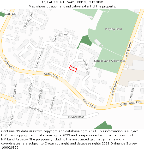 10, LAUREL HILL WAY, LEEDS, LS15 9EW: Location map and indicative extent of plot