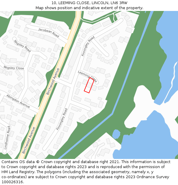 10, LEEMING CLOSE, LINCOLN, LN6 3RW: Location map and indicative extent of plot