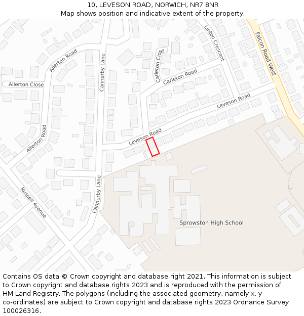 10, LEVESON ROAD, NORWICH, NR7 8NR: Location map and indicative extent of plot
