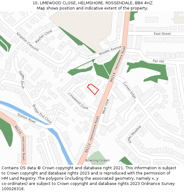 10, LIMEWOOD CLOSE, HELMSHORE, ROSSENDALE, BB4 4HZ: Location map and indicative extent of plot
