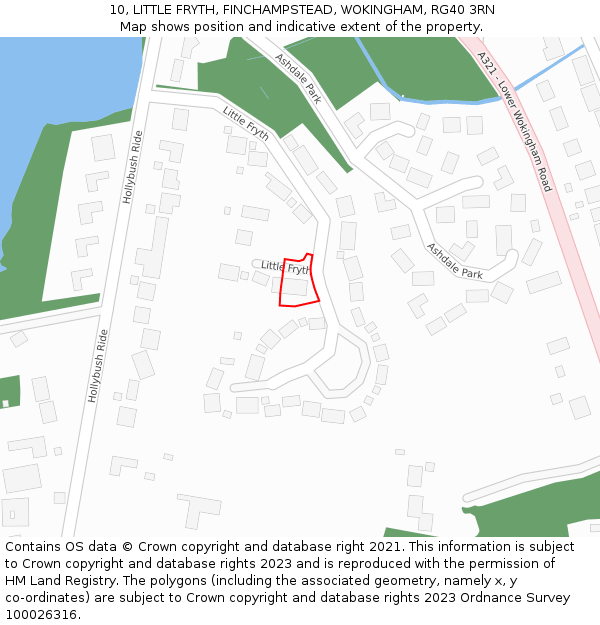 10, LITTLE FRYTH, FINCHAMPSTEAD, WOKINGHAM, RG40 3RN: Location map and indicative extent of plot
