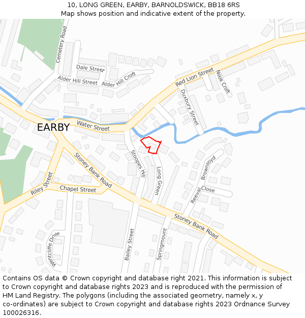 10, LONG GREEN, EARBY, BARNOLDSWICK, BB18 6RS: Location map and indicative extent of plot