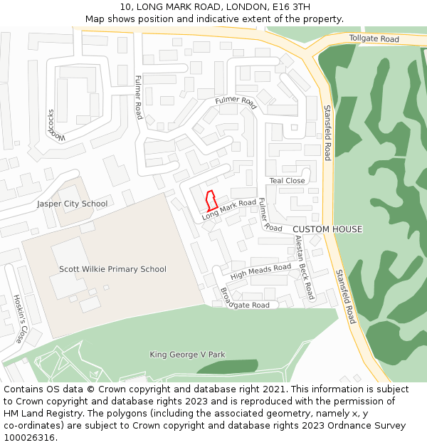 10, LONG MARK ROAD, LONDON, E16 3TH: Location map and indicative extent of plot